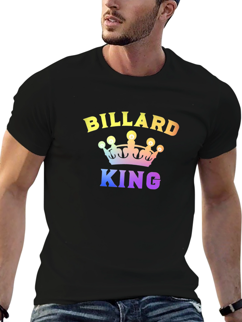 Billiard King Graphic T-Shirt - Rainbow Print