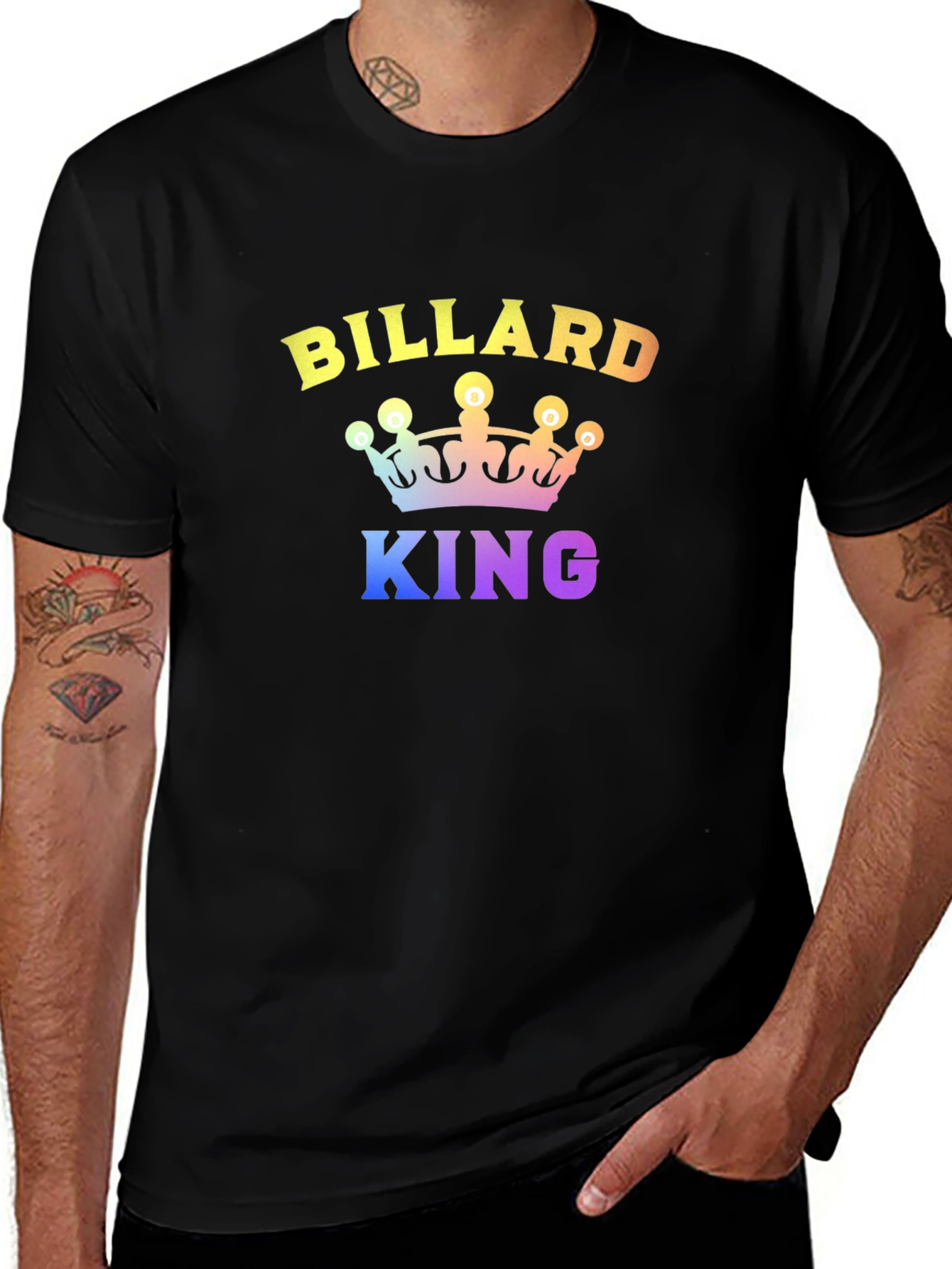 Billiard King Graphic T-Shirt - Rainbow Print
