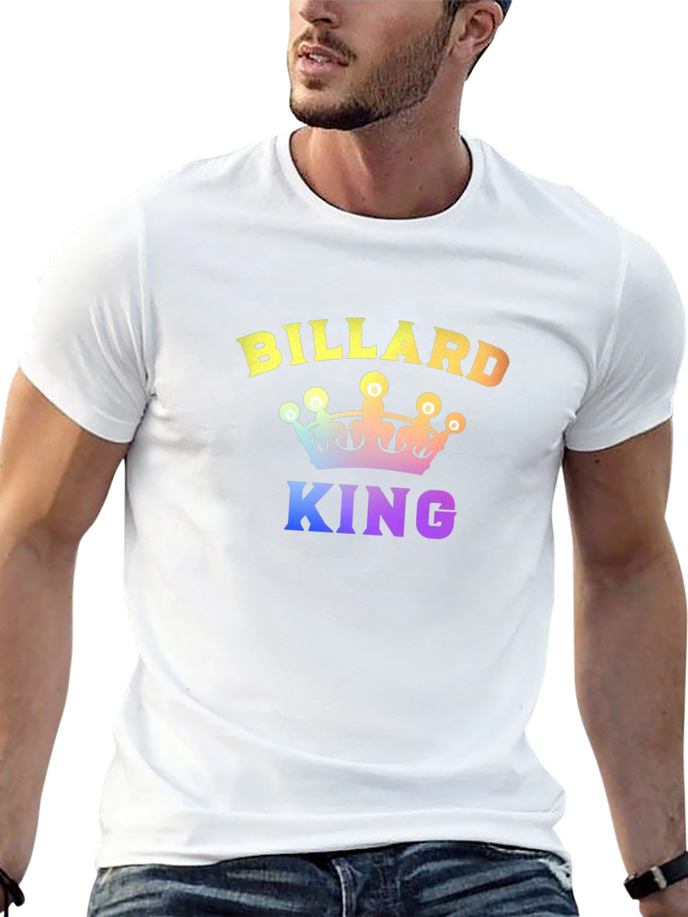 Billiard King Graphic T-Shirt - Rainbow Print