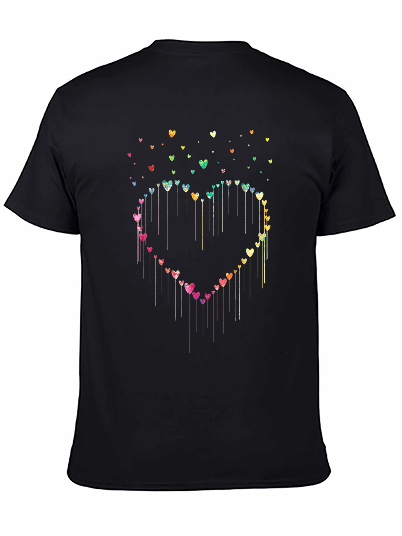 Heart Cascade Graphic Tee - Black Cotton Blend