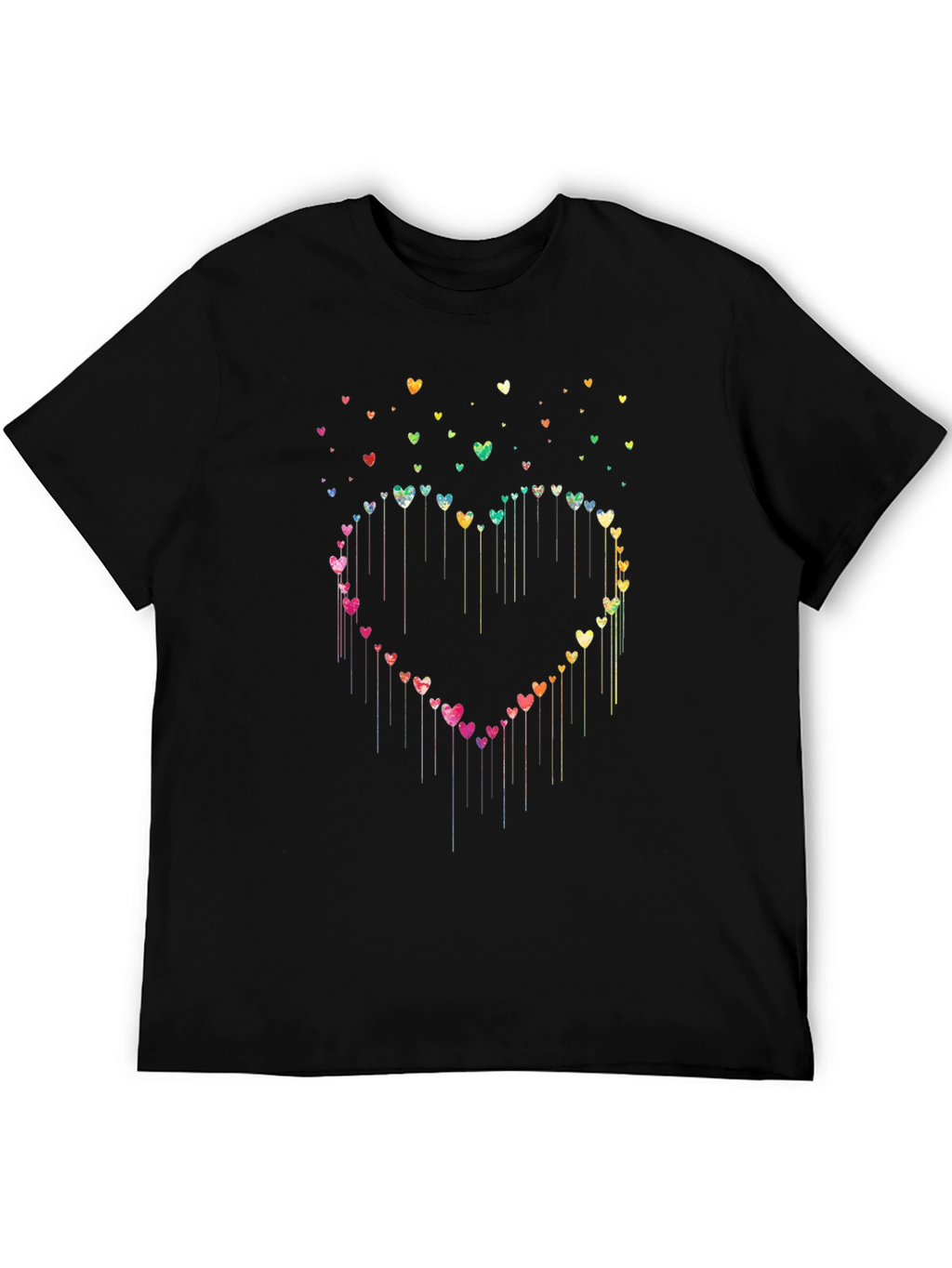 Heart Cascade Graphic Tee - Black Cotton Blend
