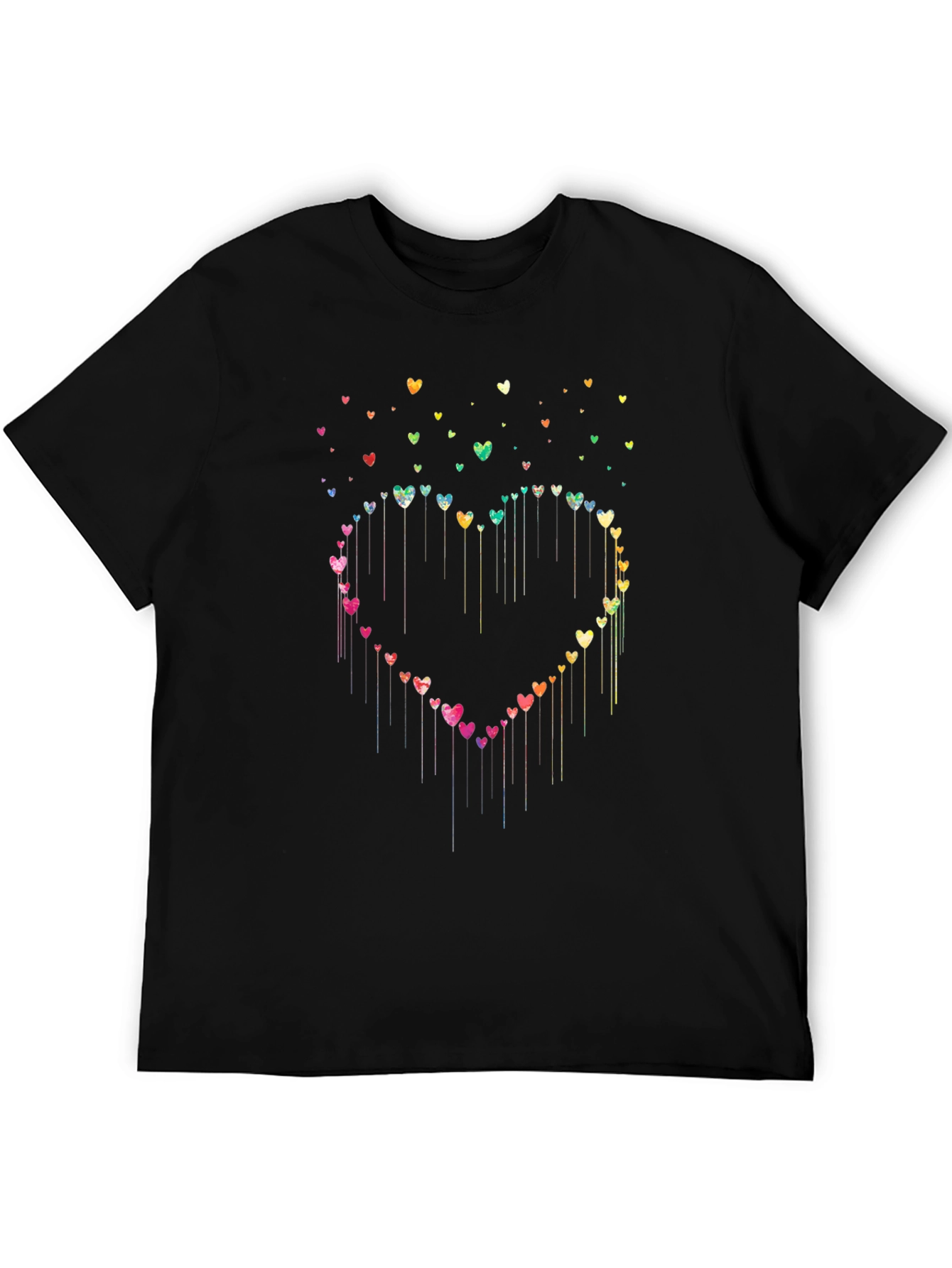 Heart Cascade Graphic Tee - Black Cotton Blend