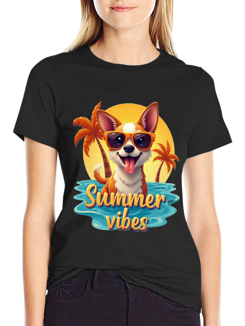Summer Vibes Dog Graphic T-Shirt