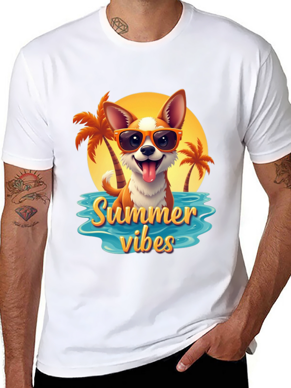 Summer Vibes Dog Graphic T-Shirt
