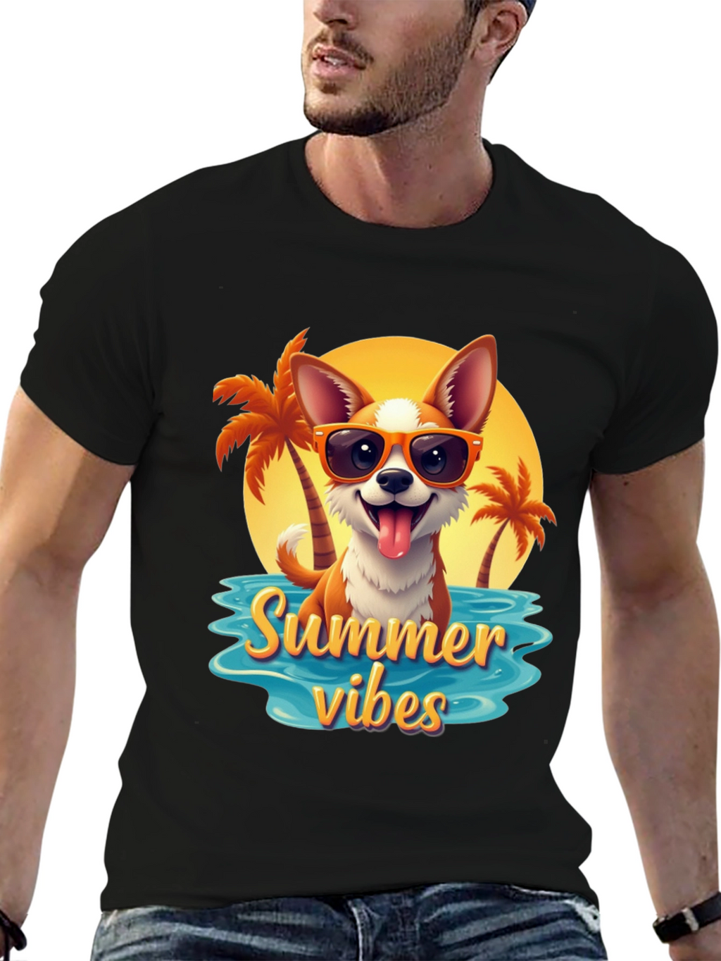 Summer Vibes Dog Graphic T-Shirt