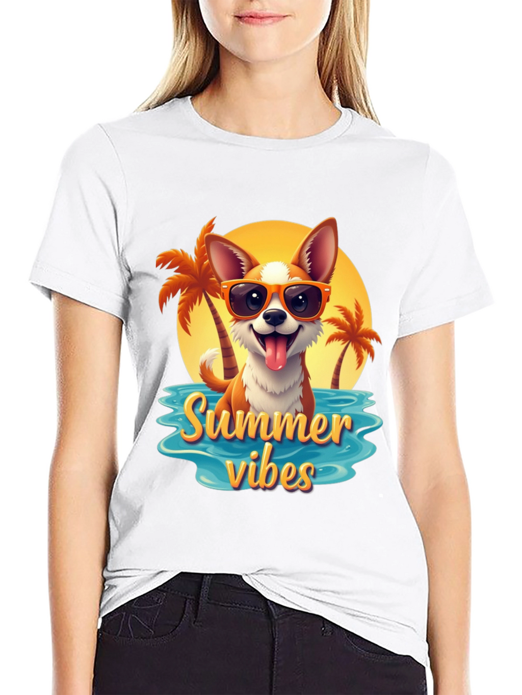 Summer Vibes Dog Graphic T-Shirt