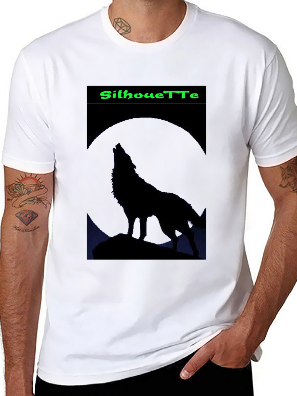 Silhouette Wolf Graphic T-Shirt - Mens Black Tee