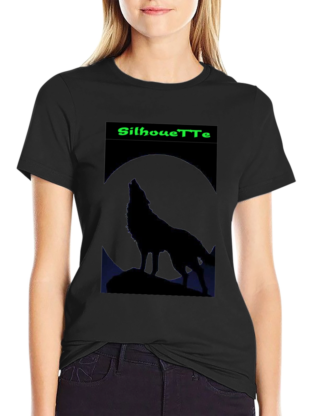 Silhouette Wolf Graphic T-Shirt - Mens Black Tee