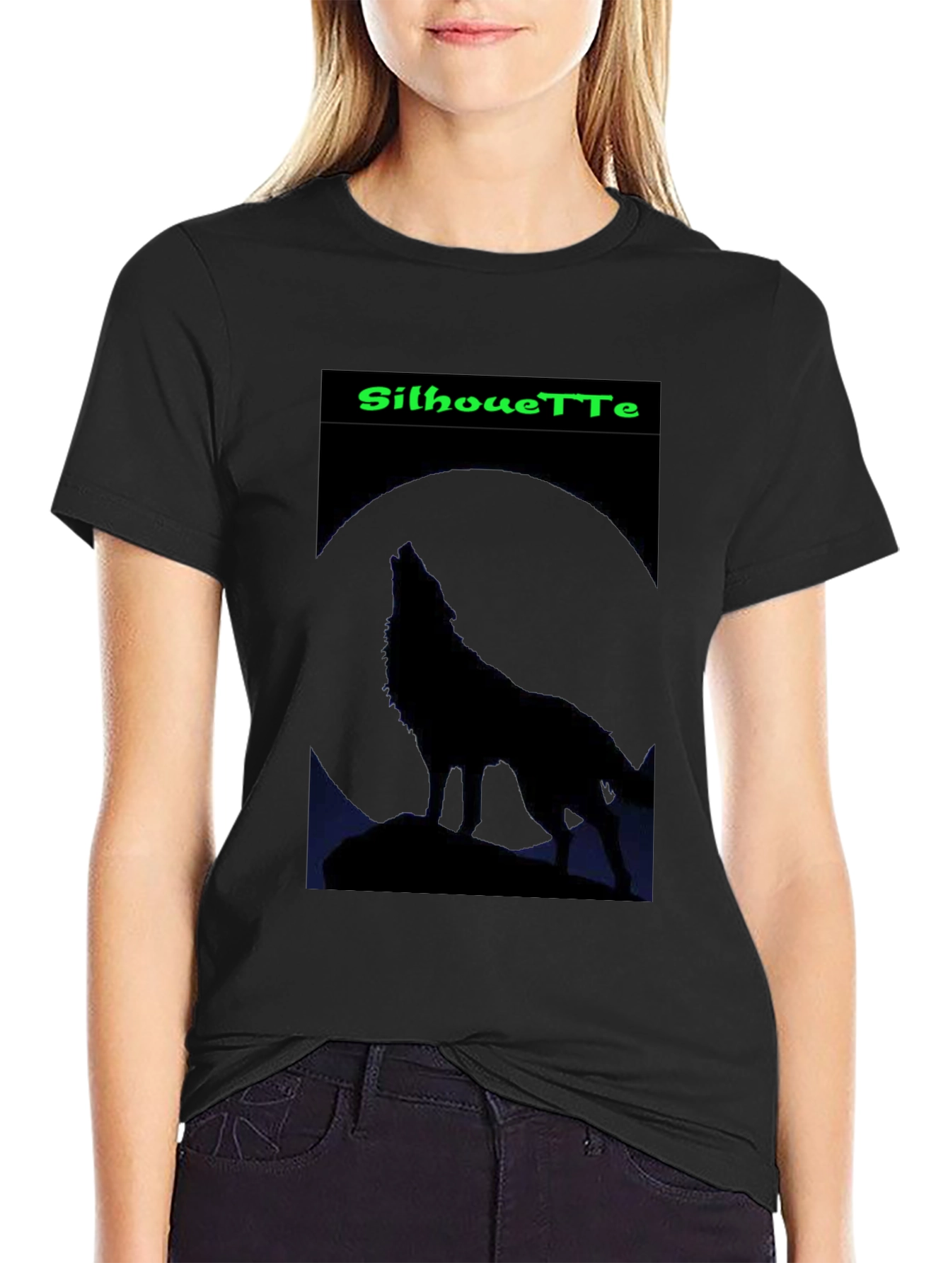 Silhouette Wolf Graphic T-Shirt - Mens Black Tee