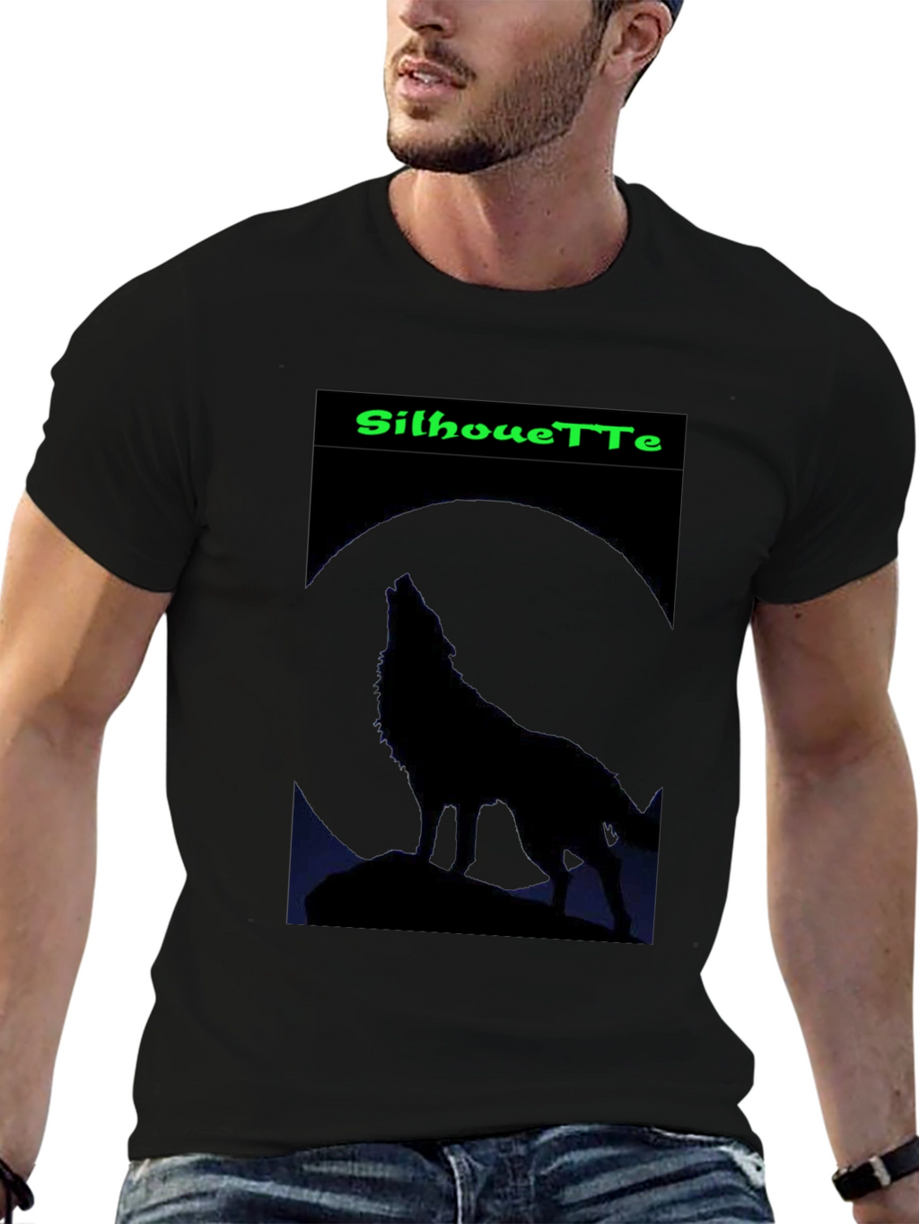 Silhouette Wolf Graphic T-Shirt - Mens Black Tee