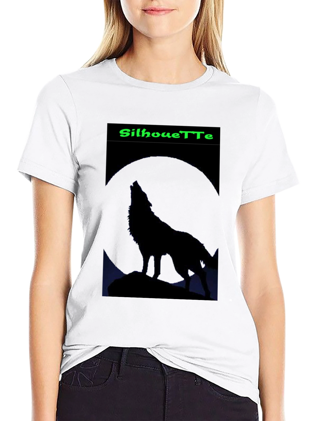 Silhouette Wolf Graphic T-Shirt - Mens Black Tee