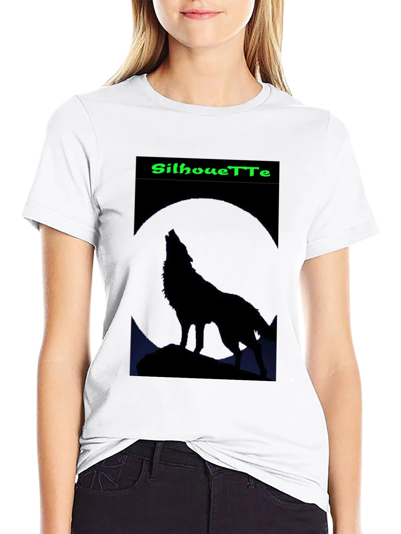 Silhouette Wolf Graphic T-Shirt - Mens Black Tee