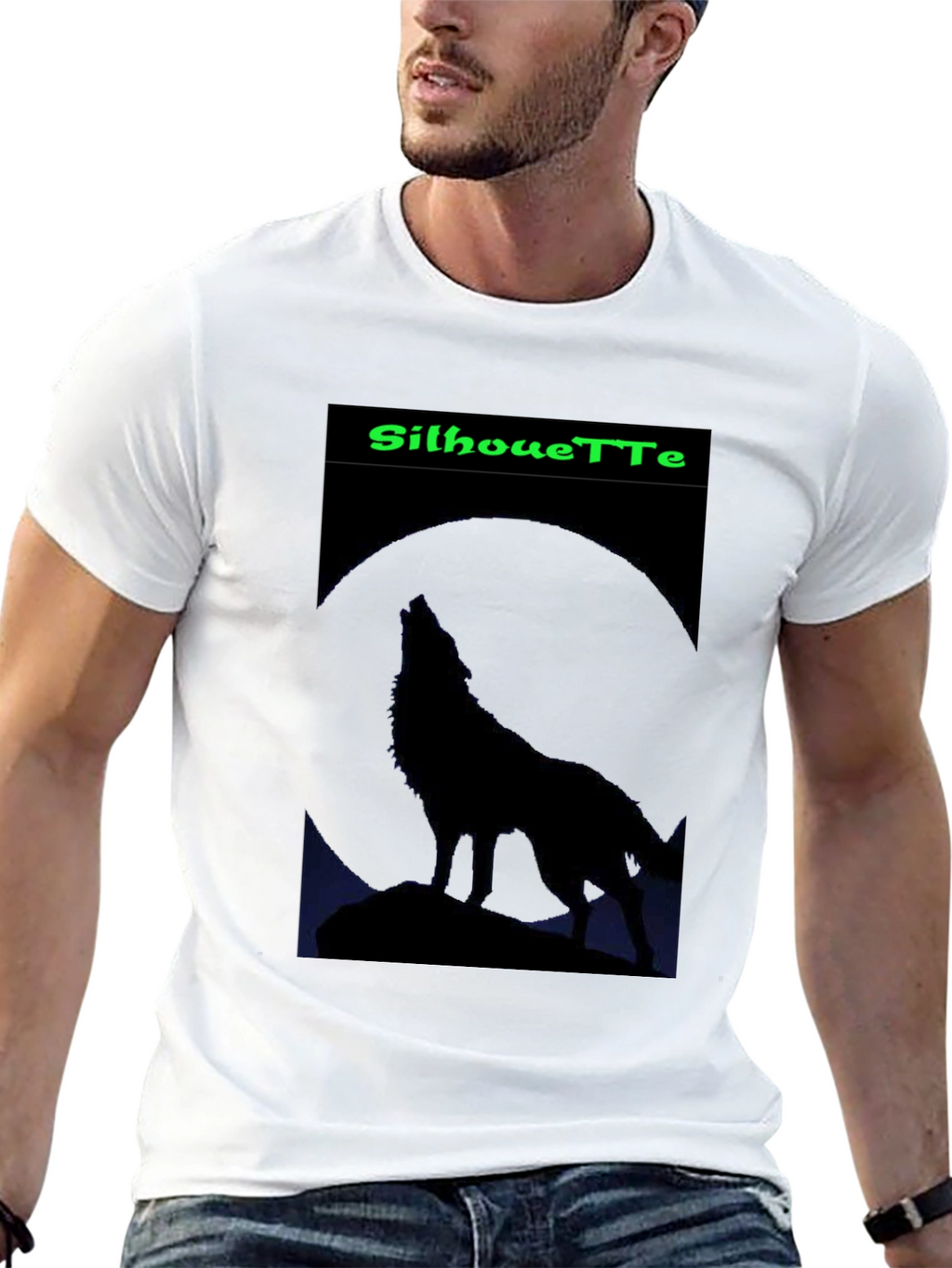 Silhouette Wolf Graphic T-Shirt - Mens Black Tee