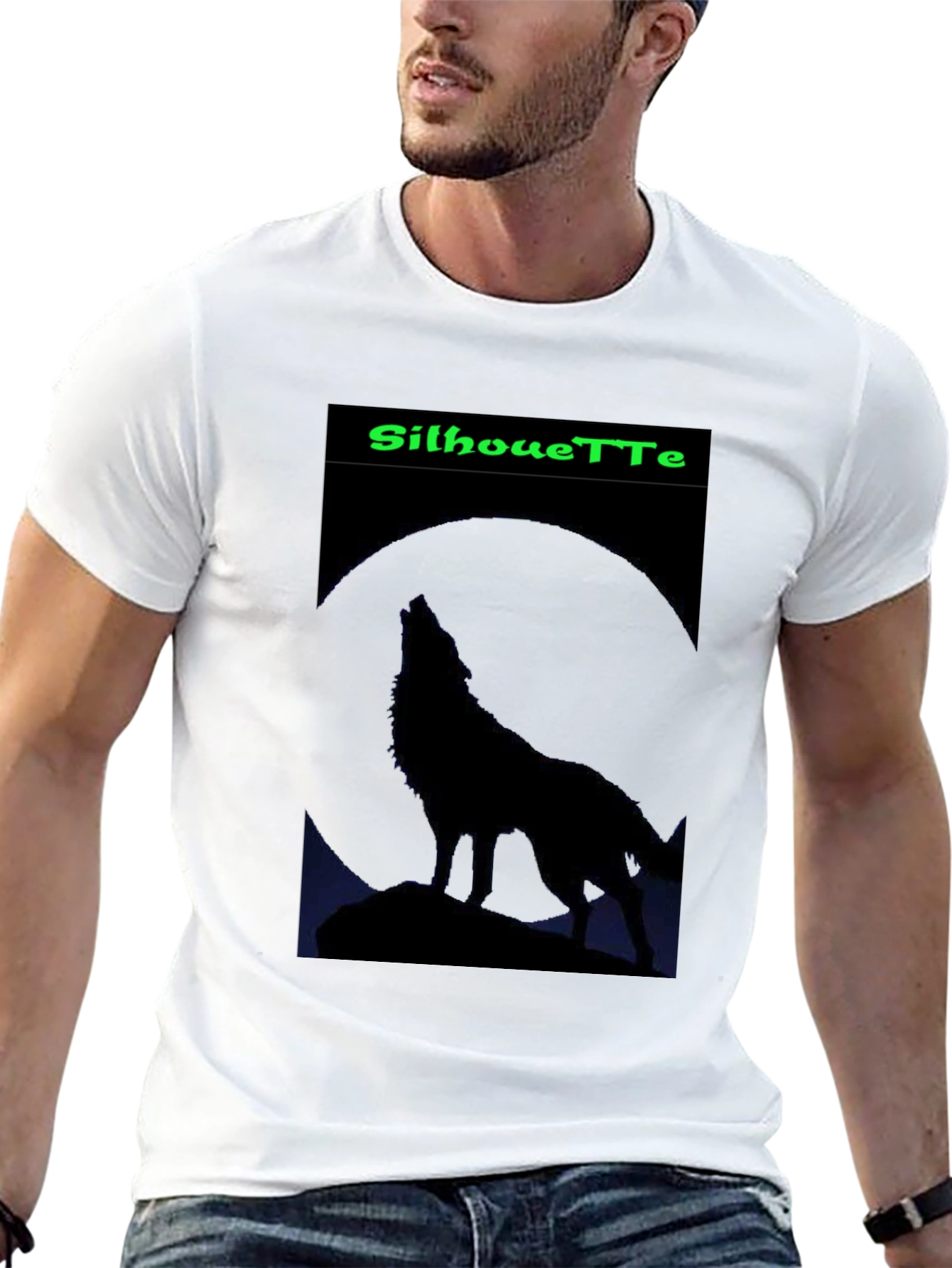 Silhouette Wolf Graphic T-Shirt - Mens Black Tee