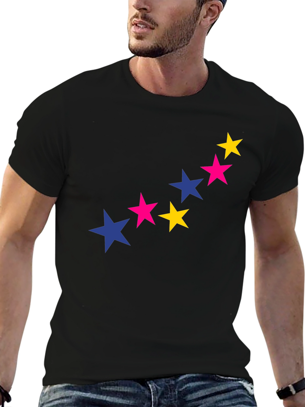 Starry Graphic Tee - Bold & Stylish Black T-Shirt