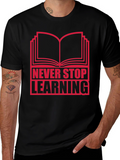 Never Stop Learning Graphic T-Shirt - Black