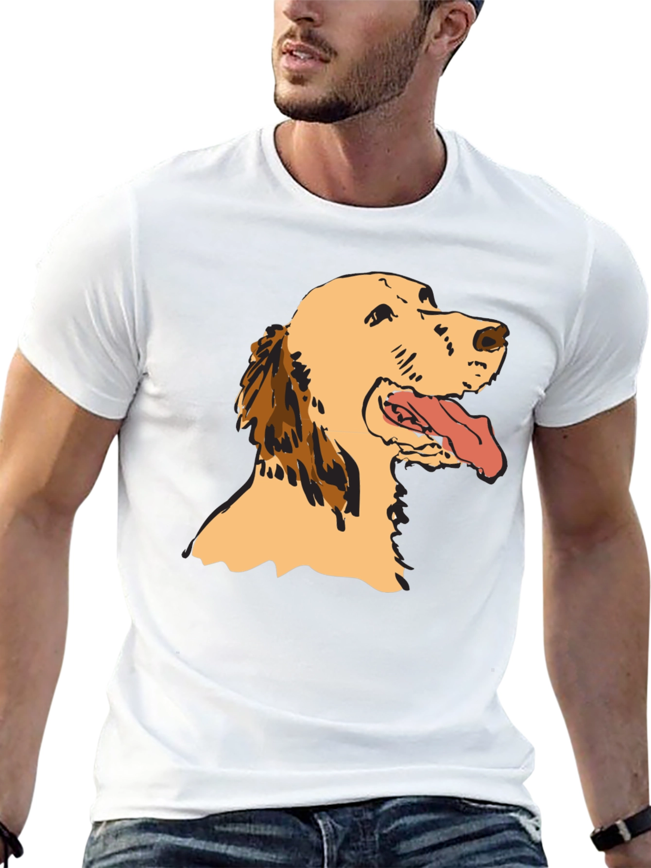 Dog Graphic Tee - Black Cotton T-Shirt
