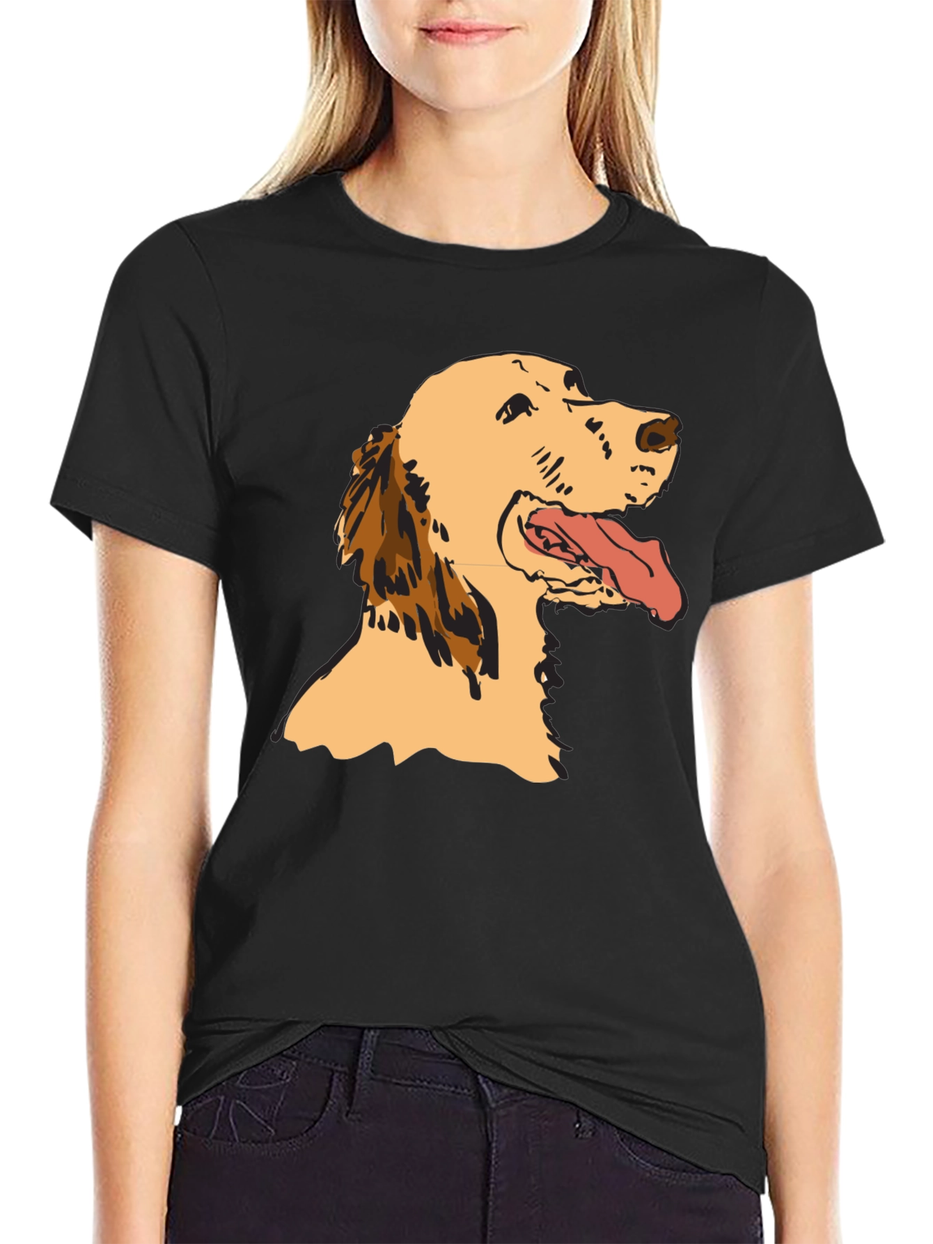 Dog Graphic Tee - Black Cotton T-Shirt