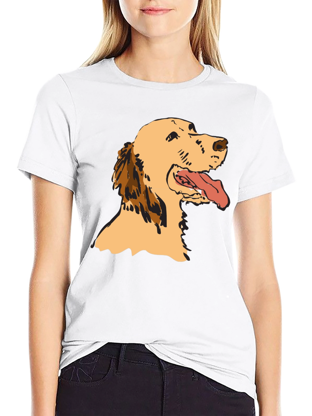 Dog Graphic Tee - Black Cotton T-Shirt
