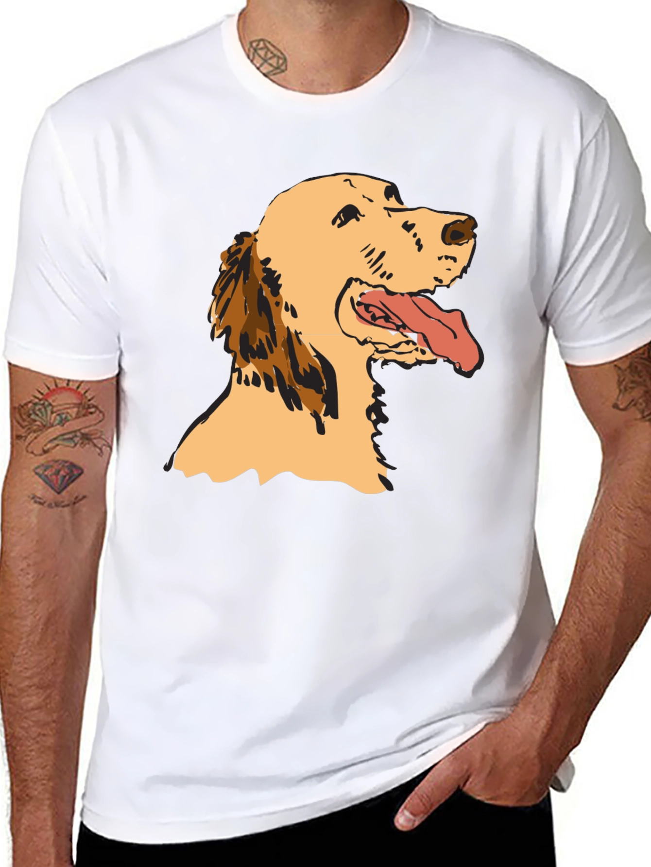Dog Graphic Tee - Black Cotton T-Shirt