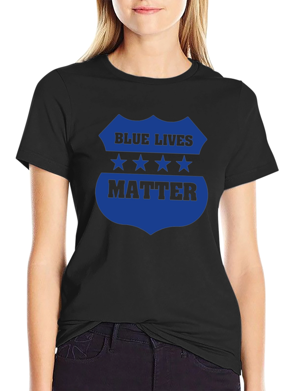 Blue Lives Matter Graphic Tee - Black