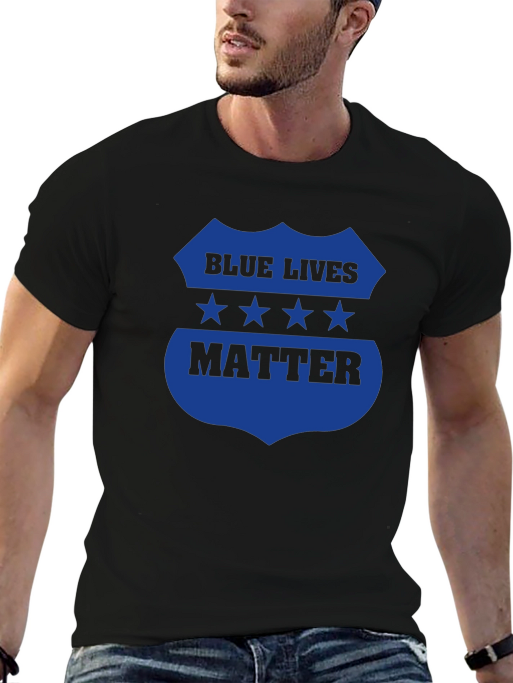 Blue Lives Matter Graphic Tee - Black