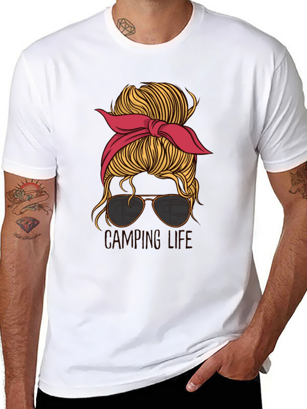 Camping Life Messy Bun T-Shirt