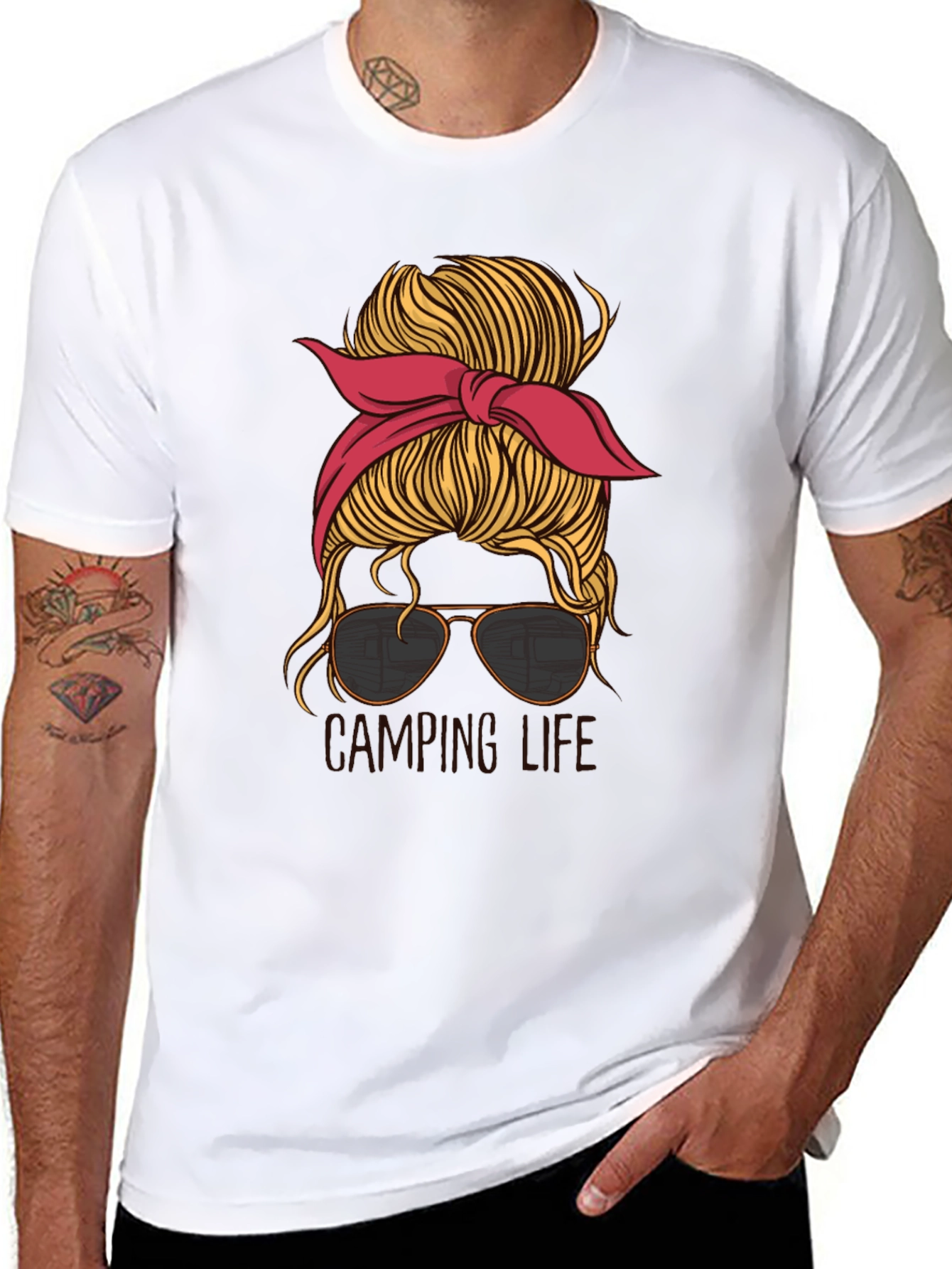 Camping Life Messy Bun T-Shirt