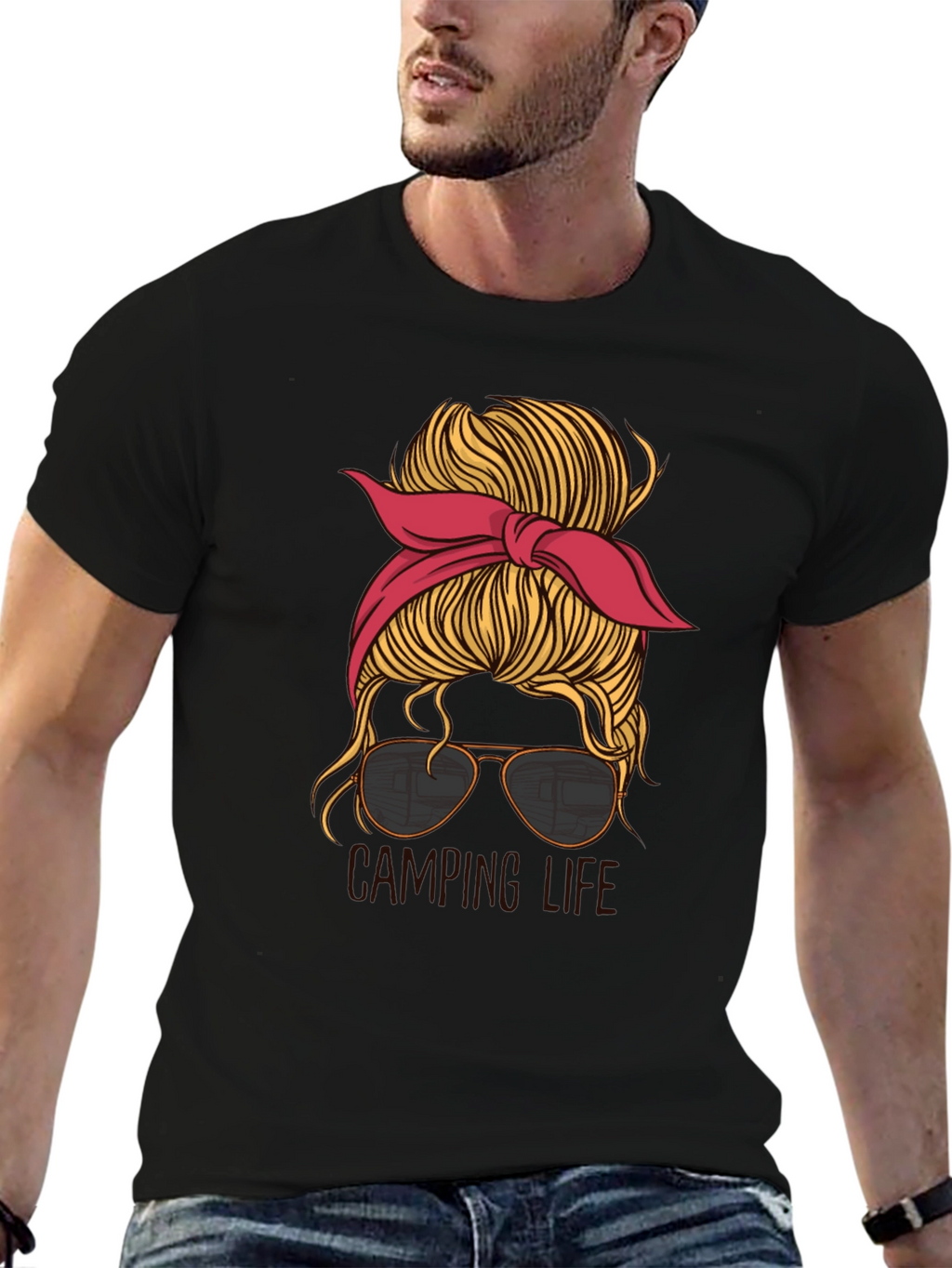 Camping Life Messy Bun T-Shirt