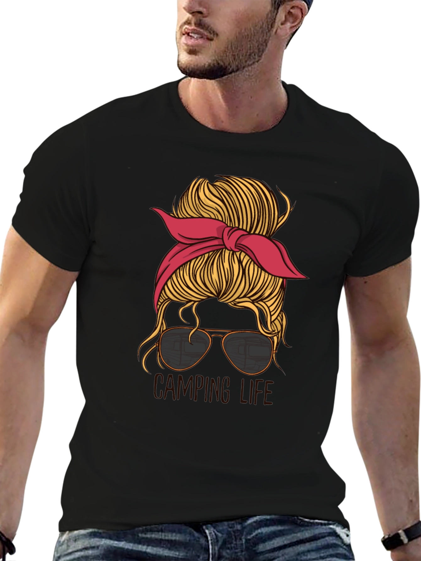 Camping Life Messy Bun T-Shirt