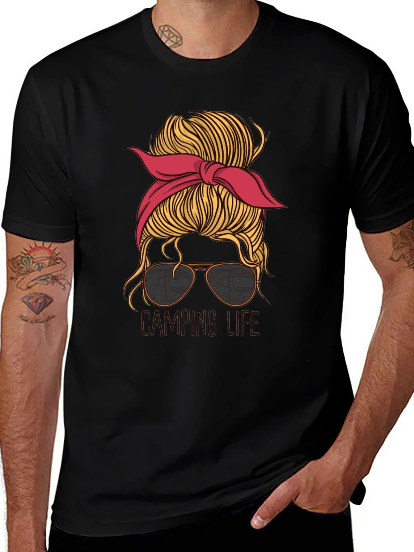 Camping Life Messy Bun T-Shirt