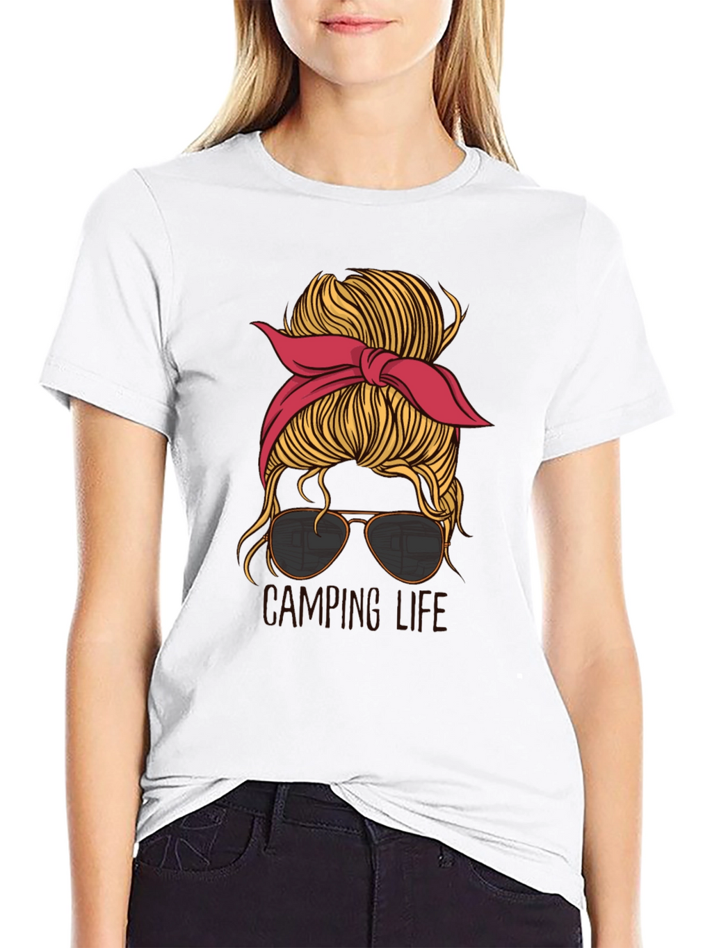 Camping Life Messy Bun T-Shirt