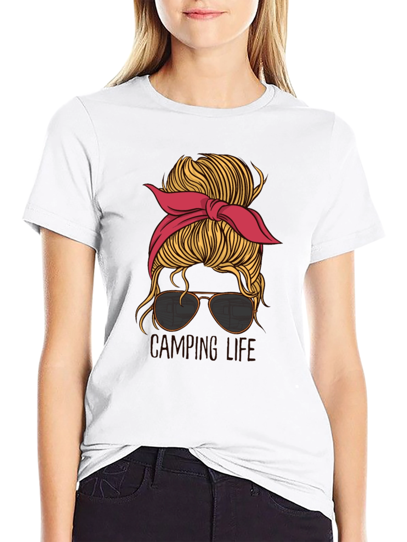 Camping Life Messy Bun T-Shirt