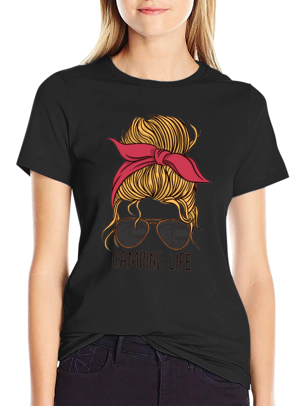 Camping Life Messy Bun T-Shirt