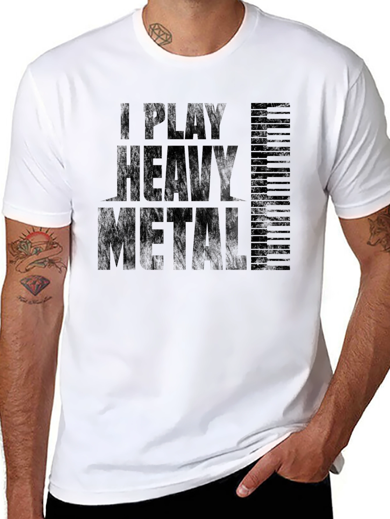 I Play Heavy Metal Piano T-Shirt Musician Tee