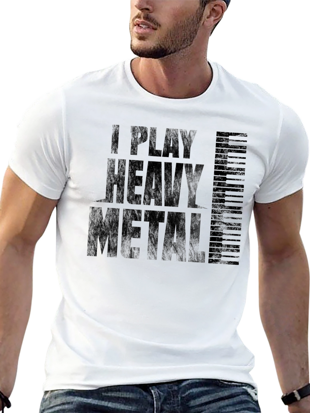 I Play Heavy Metal Piano T-Shirt Musician Tee