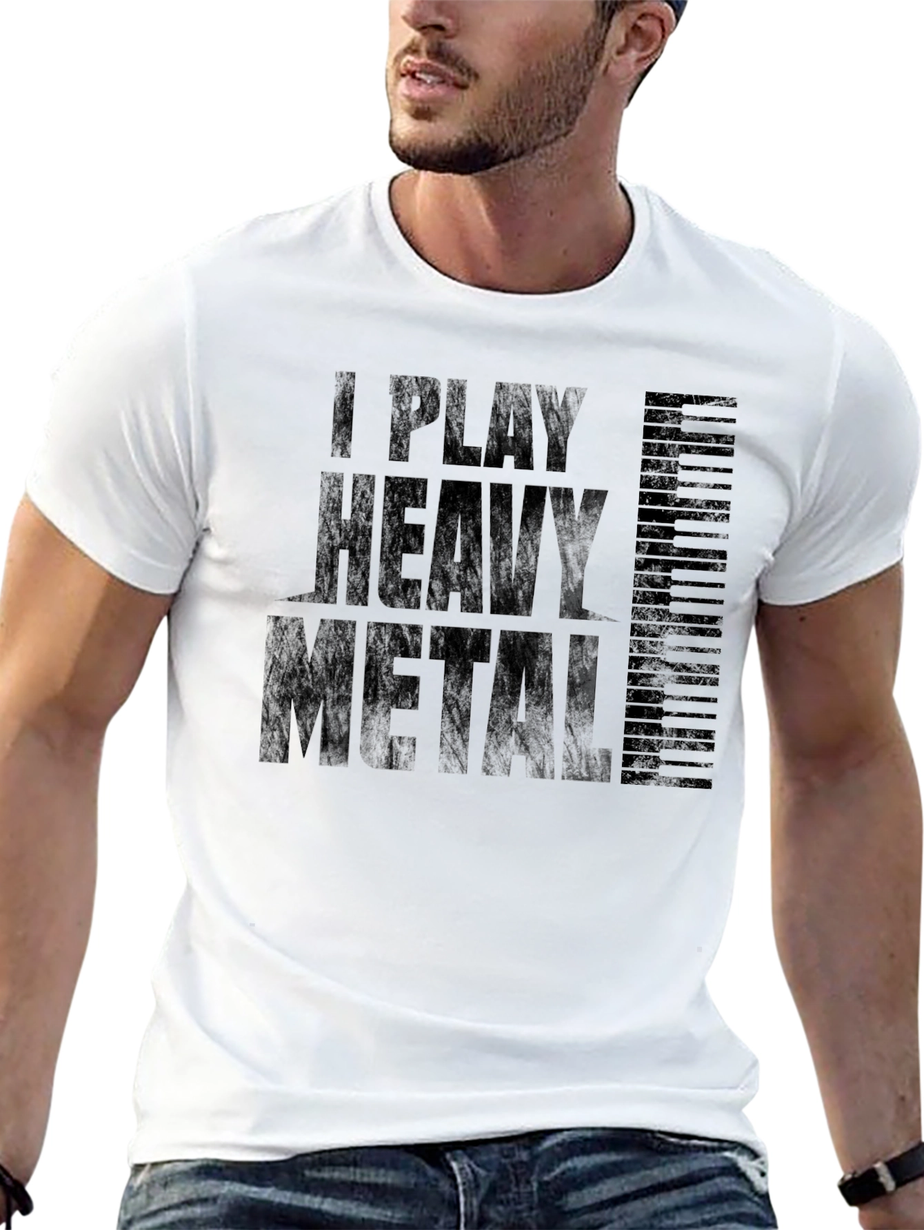 I Play Heavy Metal Piano T-Shirt Musician Tee