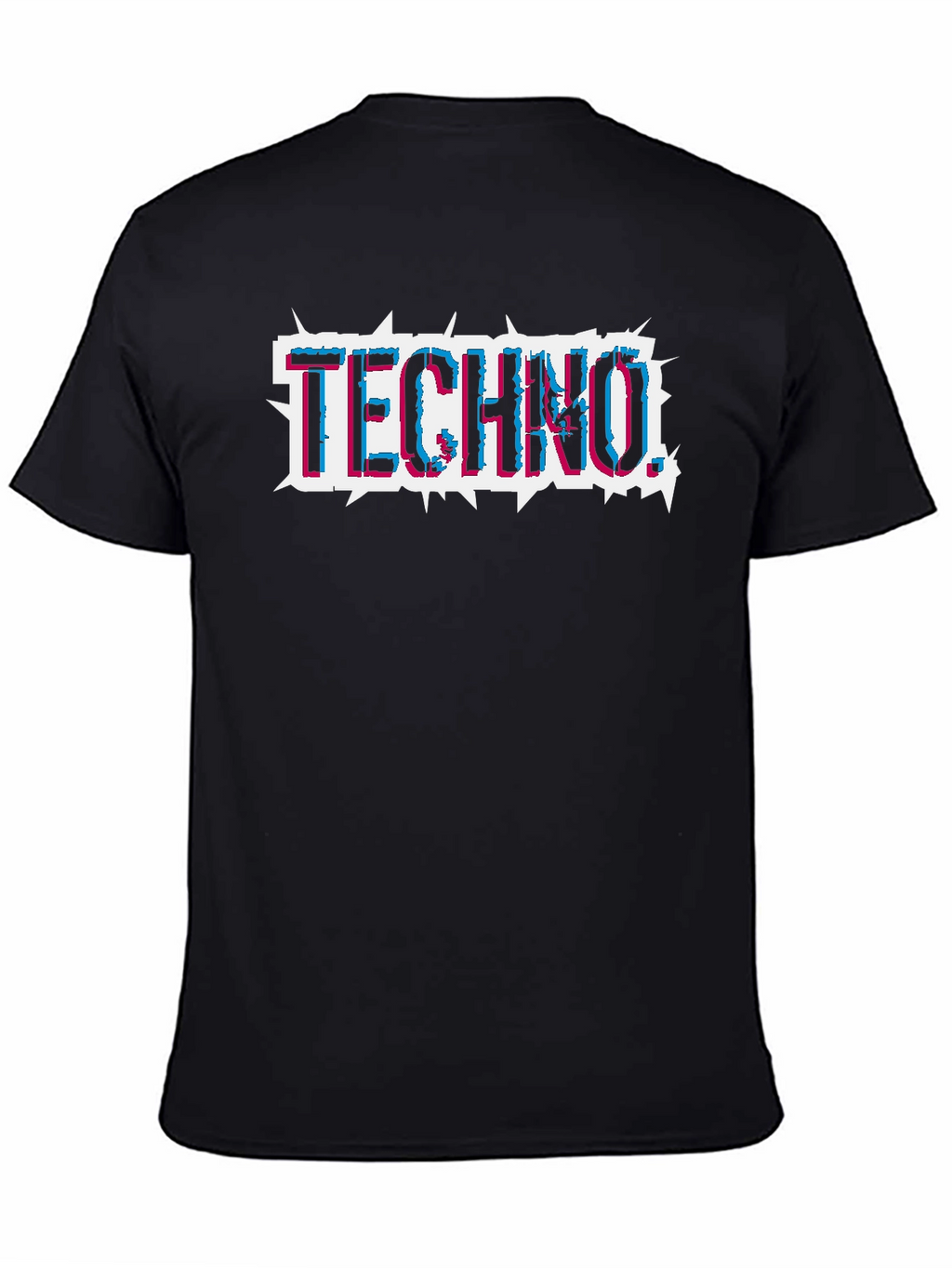 Techno Glitch Style Black T-Shirt