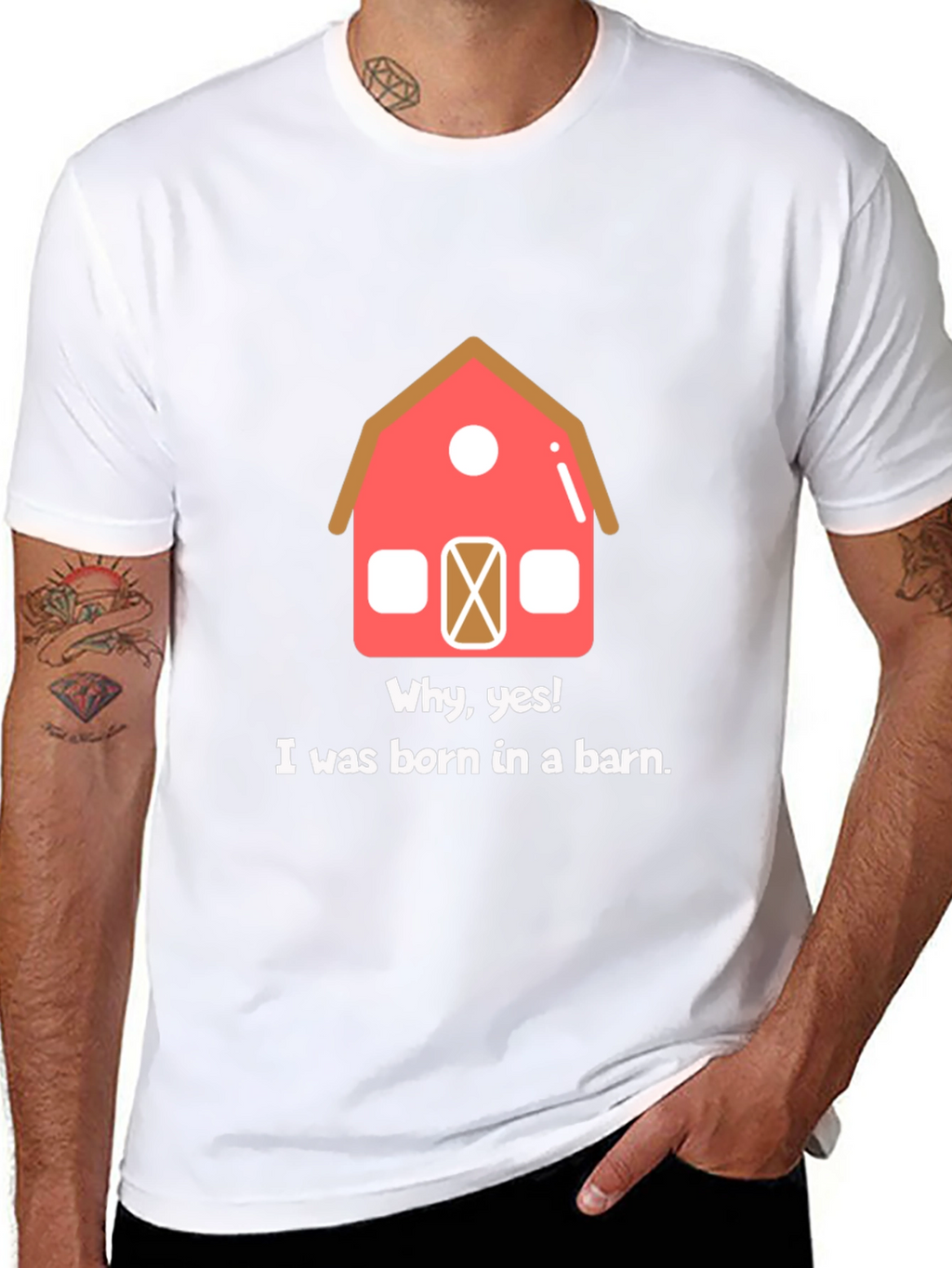 Born in a Barn Funny Graphic T-Shirt