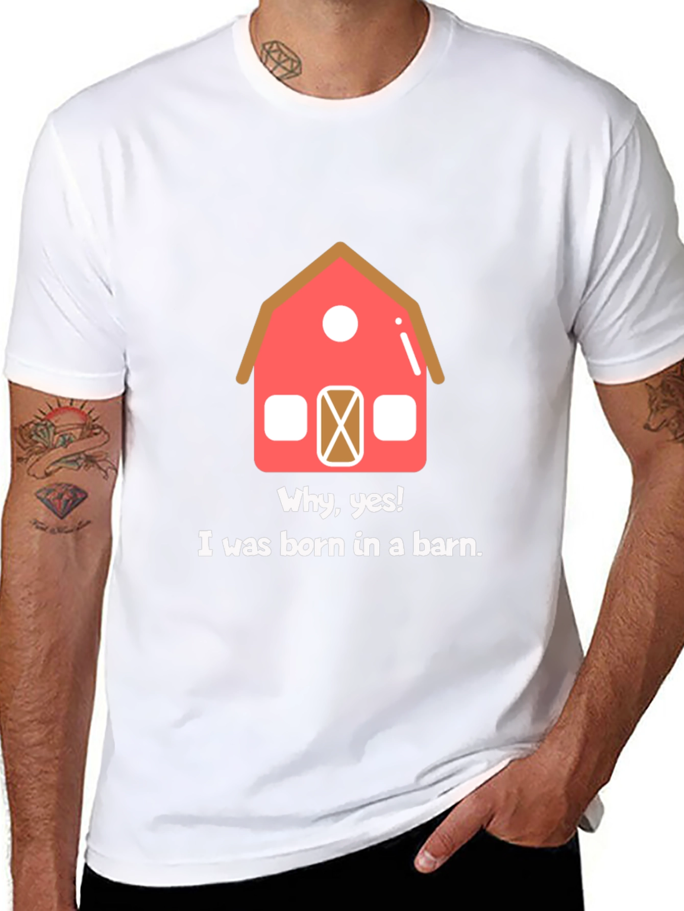 Born in a Barn Funny Graphic T-Shirt