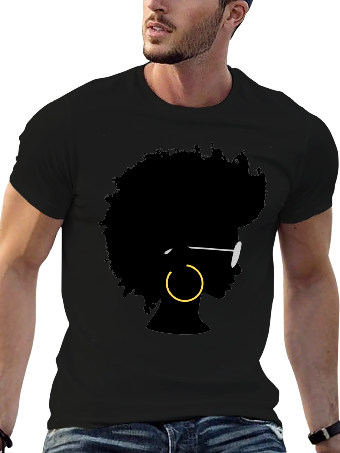 Afro Silhouette Graphic Tee - Stylish Unisex T-Shirt