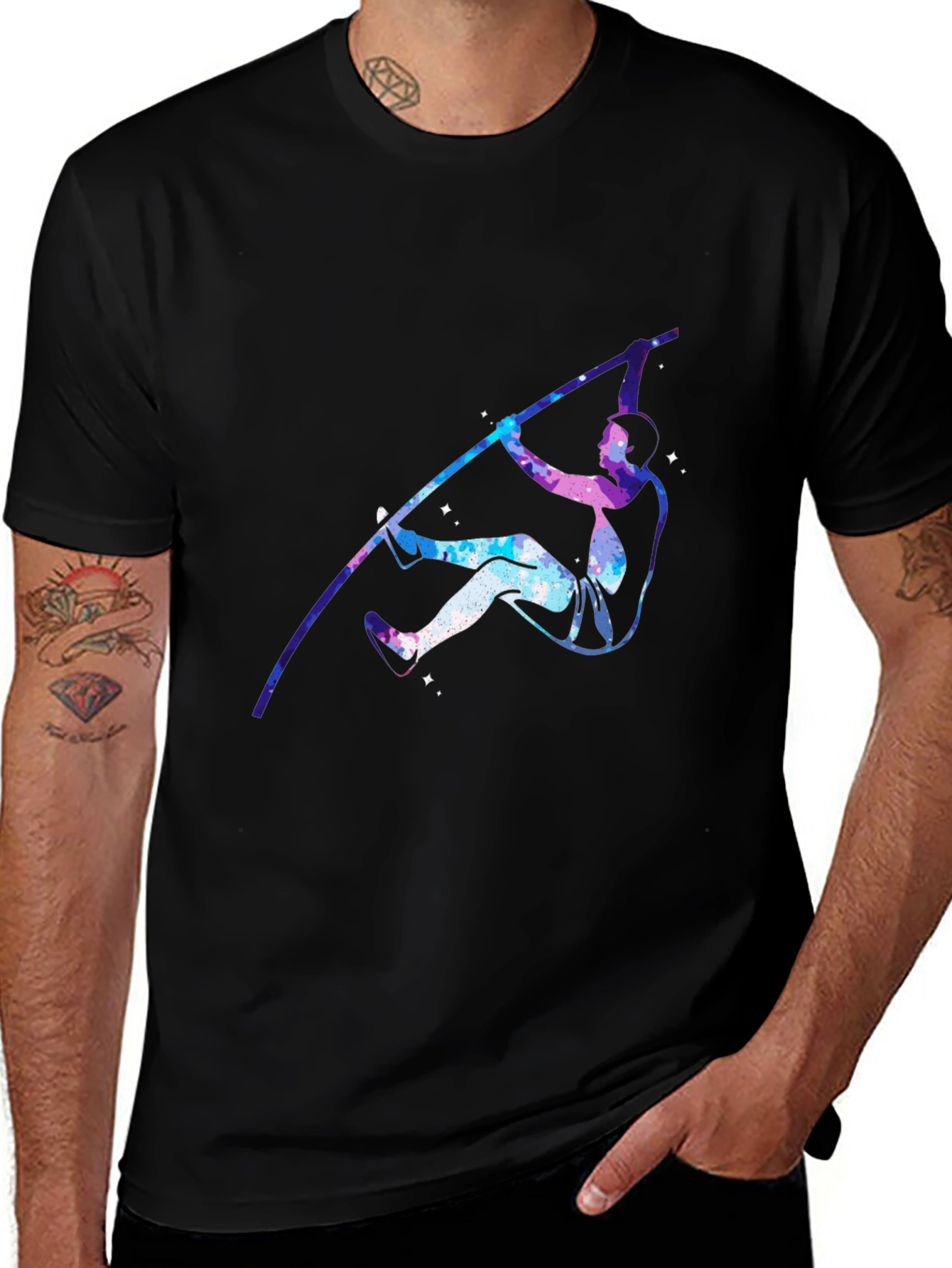 Pole Vaulting Galaxy T-Shirt - Black