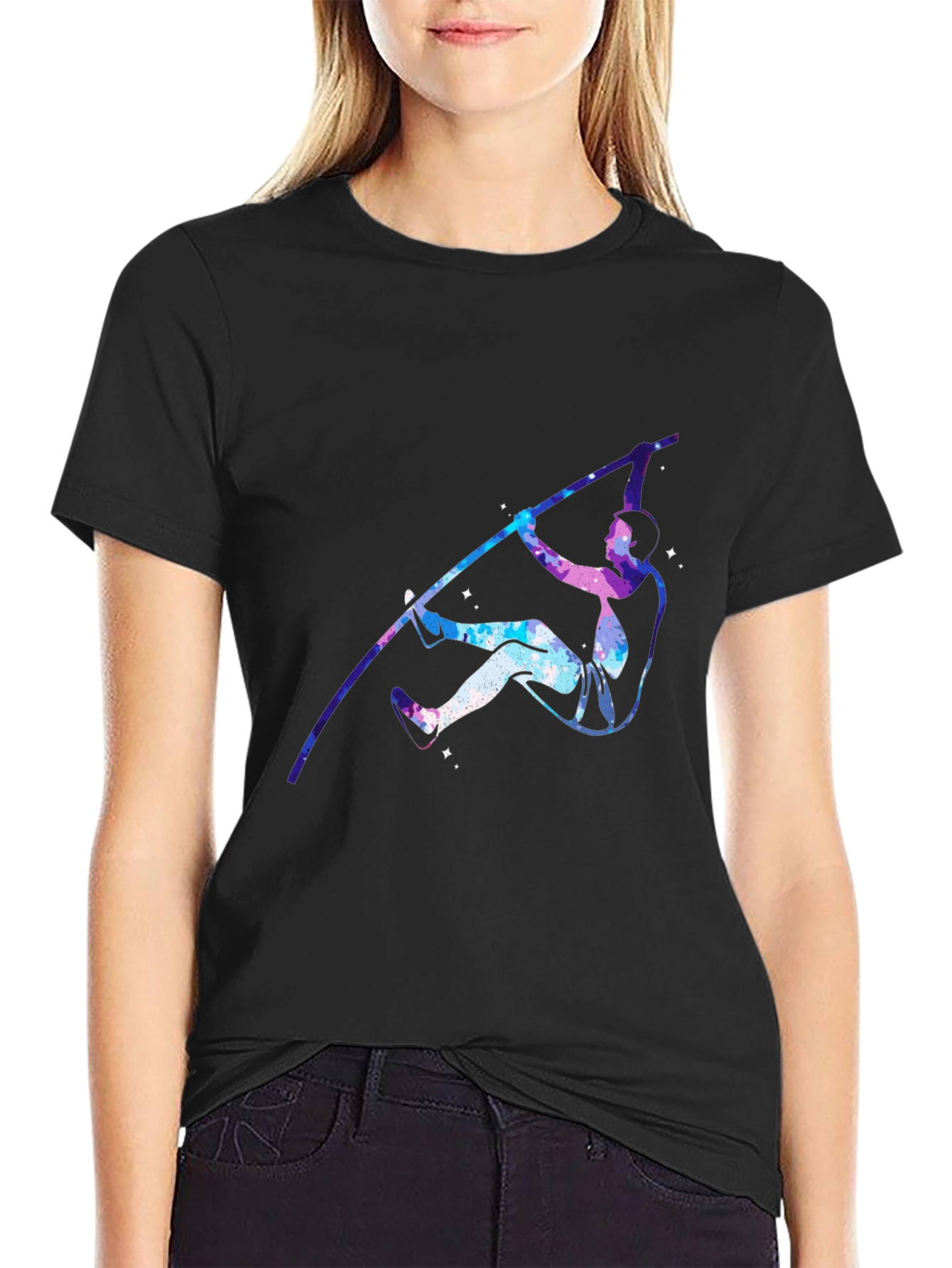 Pole Vaulting Galaxy T-Shirt - Black