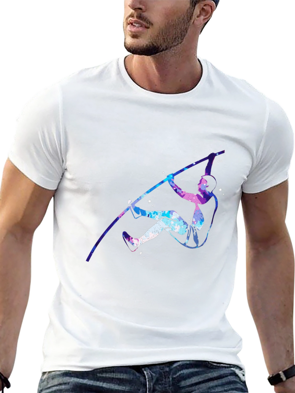 Pole Vaulting Galaxy T-Shirt - Black