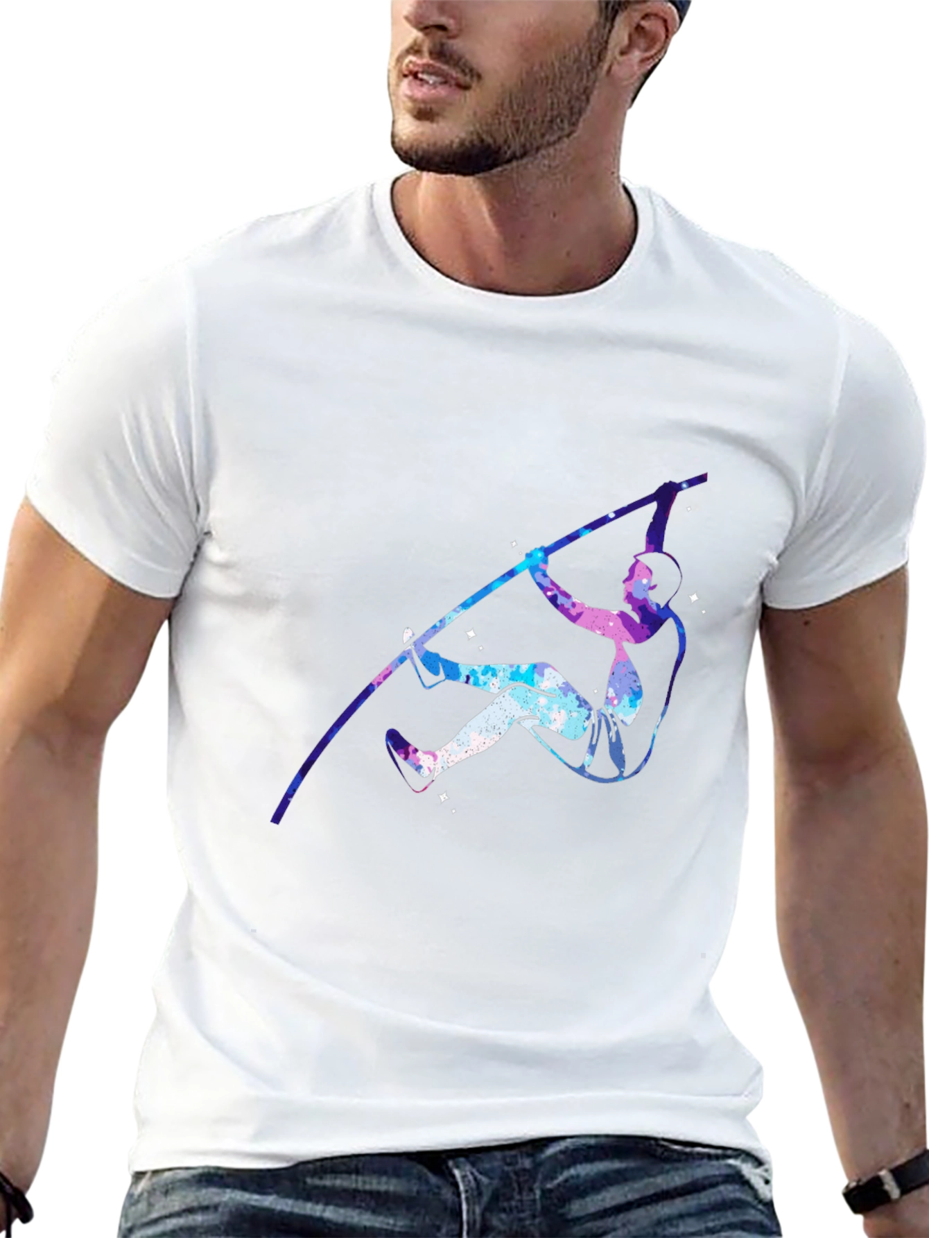 Pole Vaulting Galaxy T-Shirt - Black