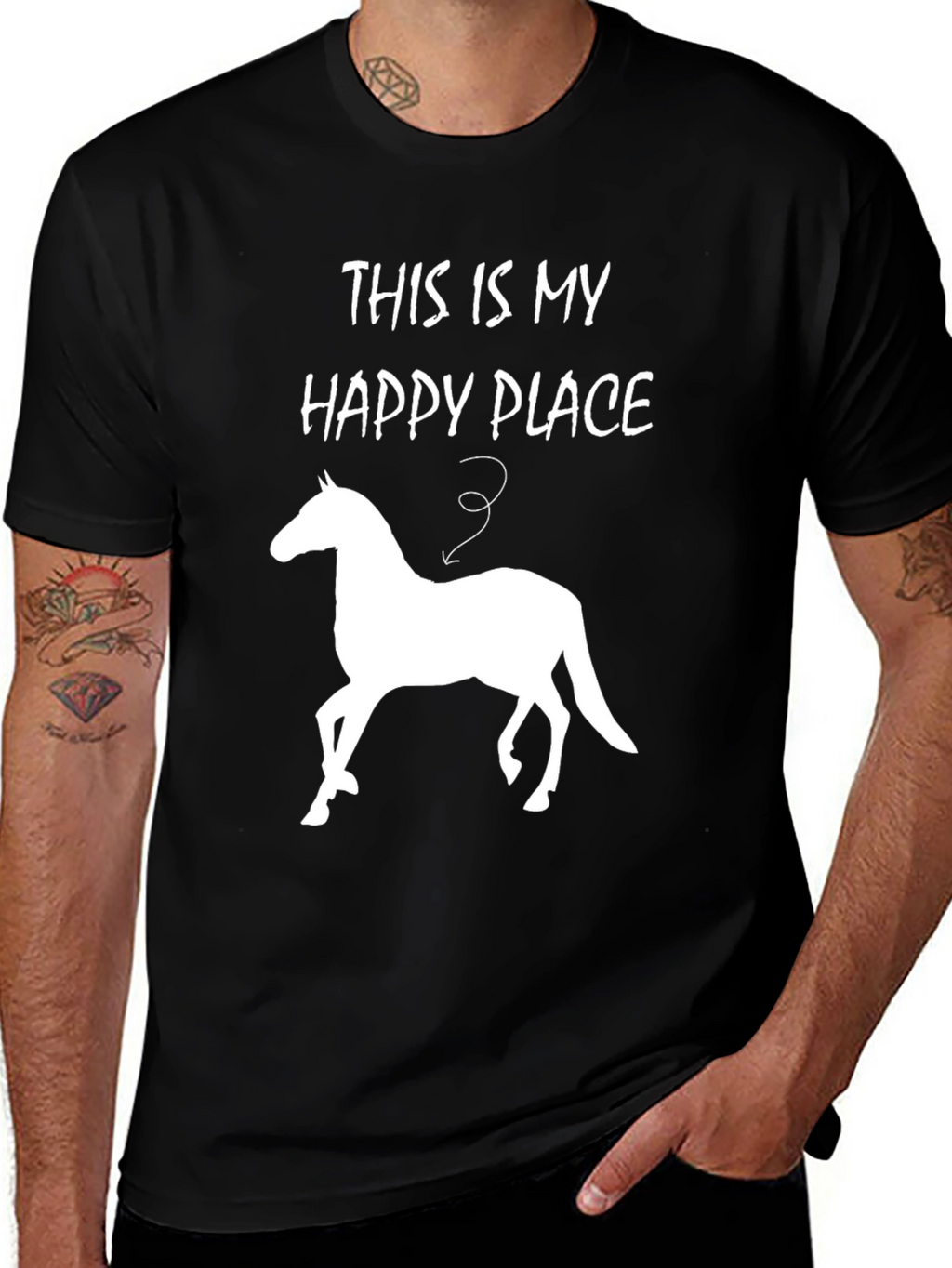 Happy Place Horse T-Shirt - Mens Black Tee