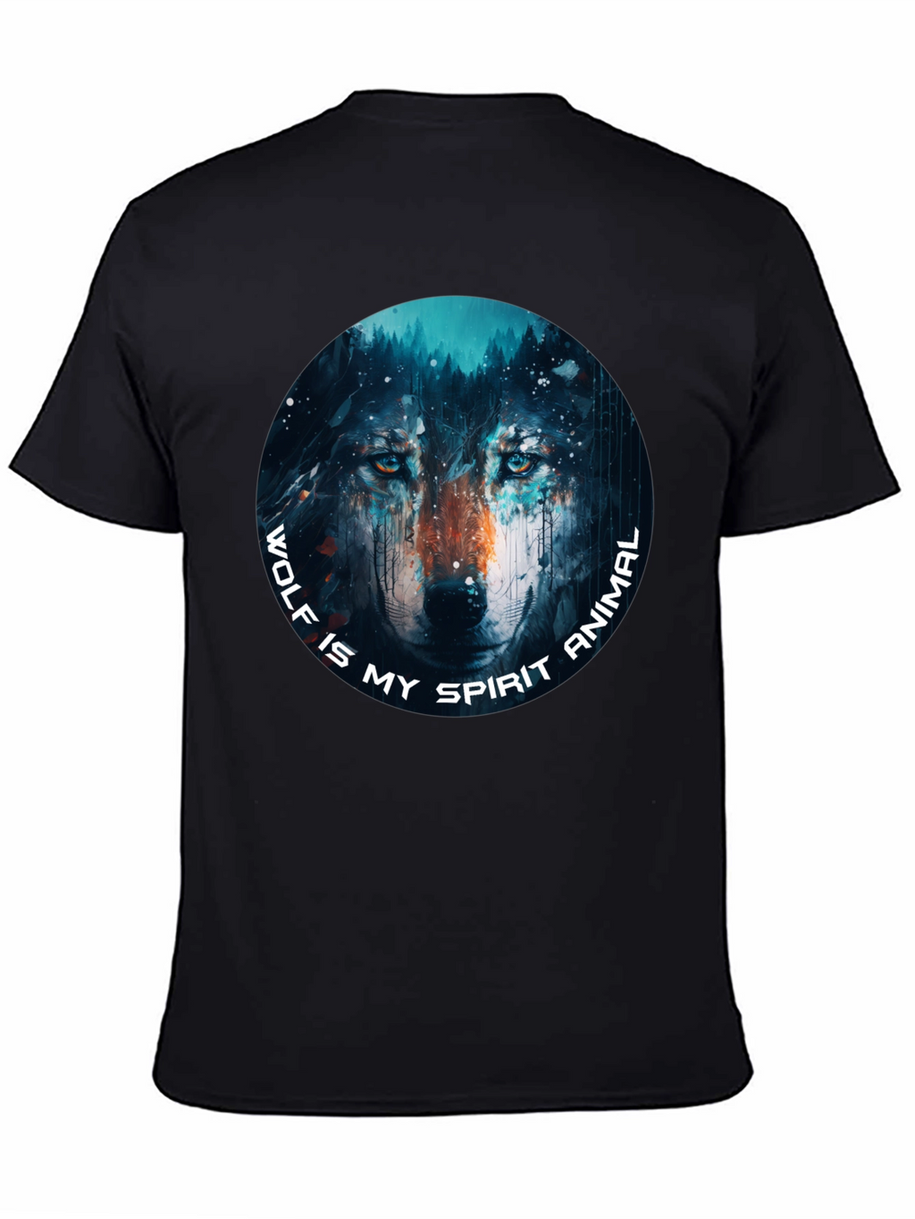 Wolf Spirit Animal Graphic Tee - Black Cotton T-Shirt