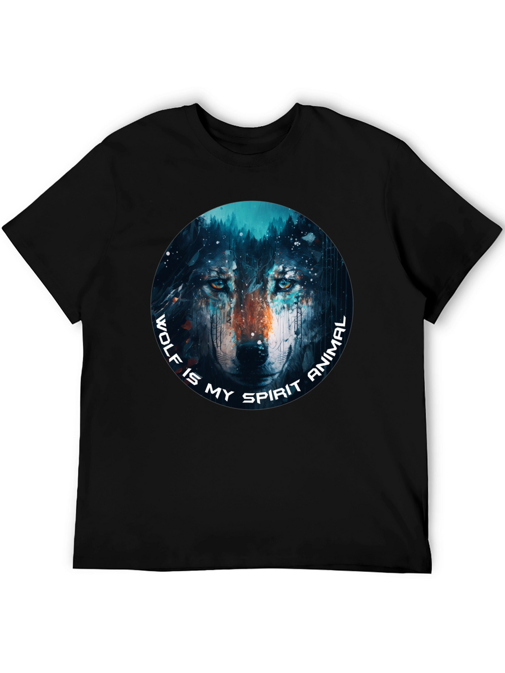 Wolf Spirit Animal Graphic Tee - Black Cotton T-Shirt