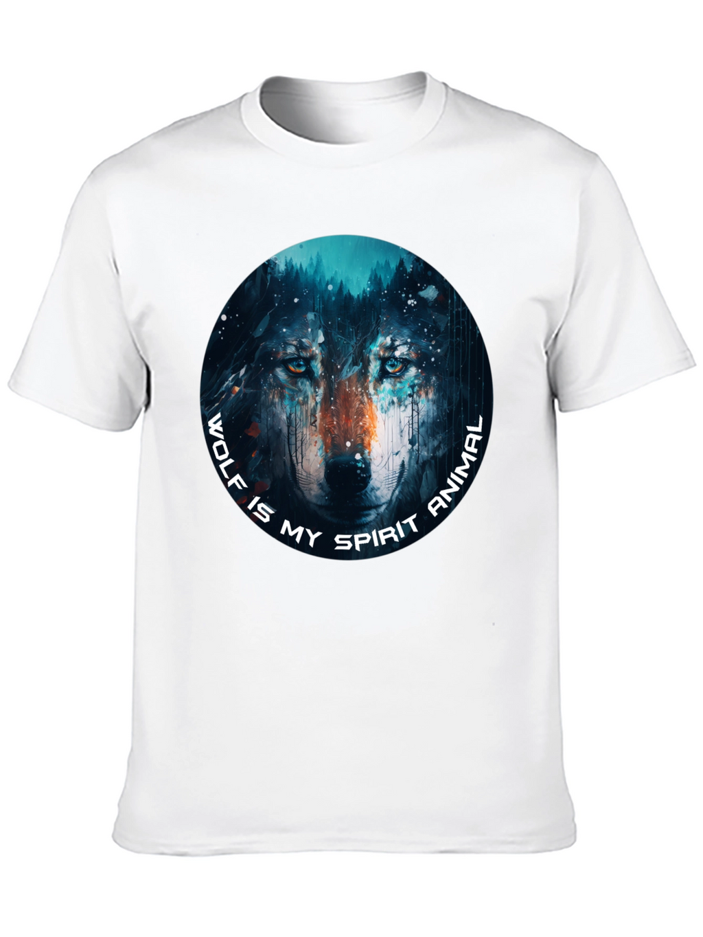 Wolf Spirit Animal Graphic Tee - Black Cotton T-Shirt