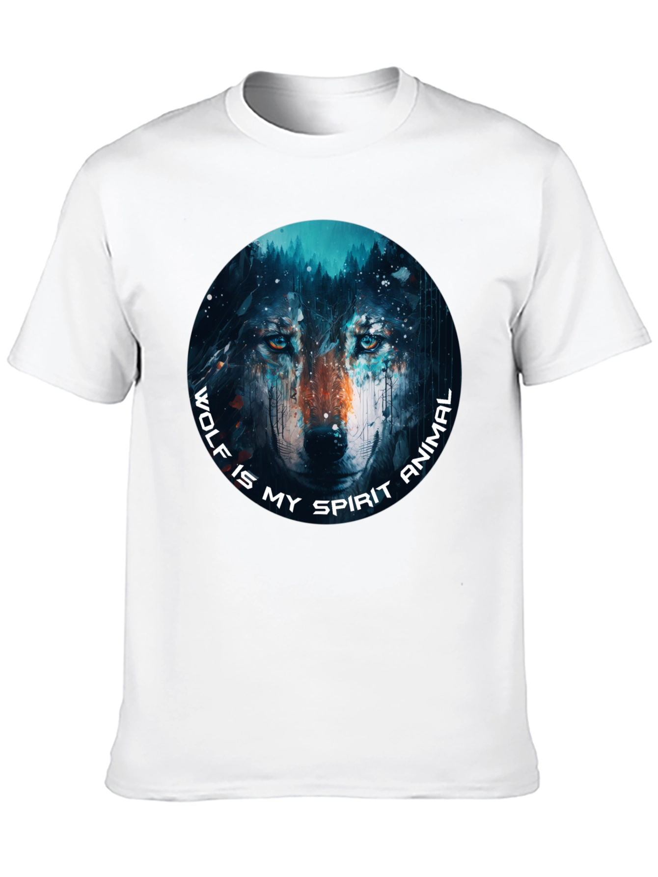 Wolf Spirit Animal Graphic Tee - Black Cotton T-Shirt
